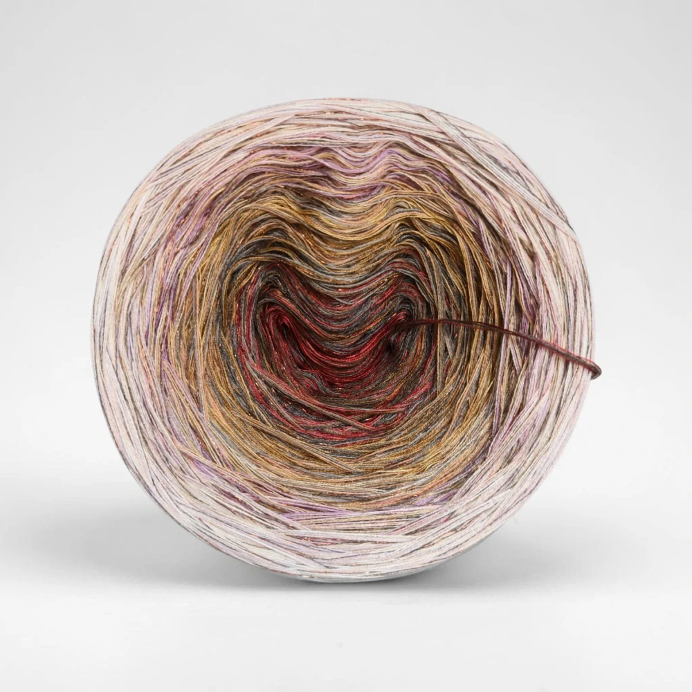 Epické duhové klubíčko Daisy MONET s viskózou a lurexem: Podzimní opár nad krajinou