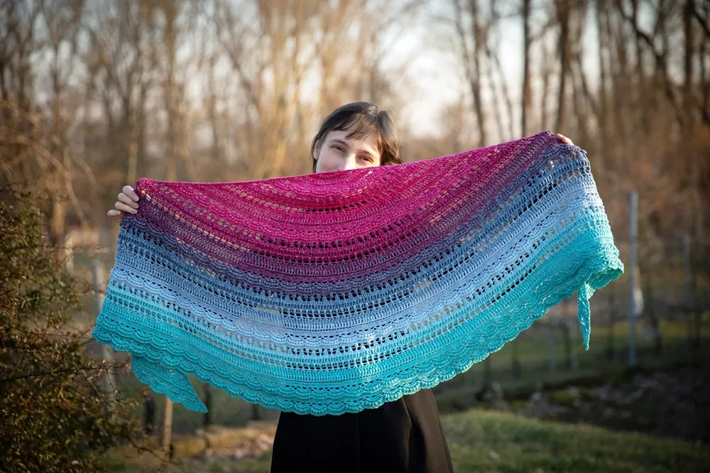 Návod na šátek Rachelle - půlkruh
