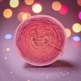 Růžová duhová příze Daisy LunART 3nitka + lurex