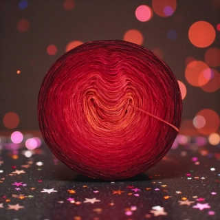 Červené duhové klubíčko Daisy LunART 3nitka + lurex